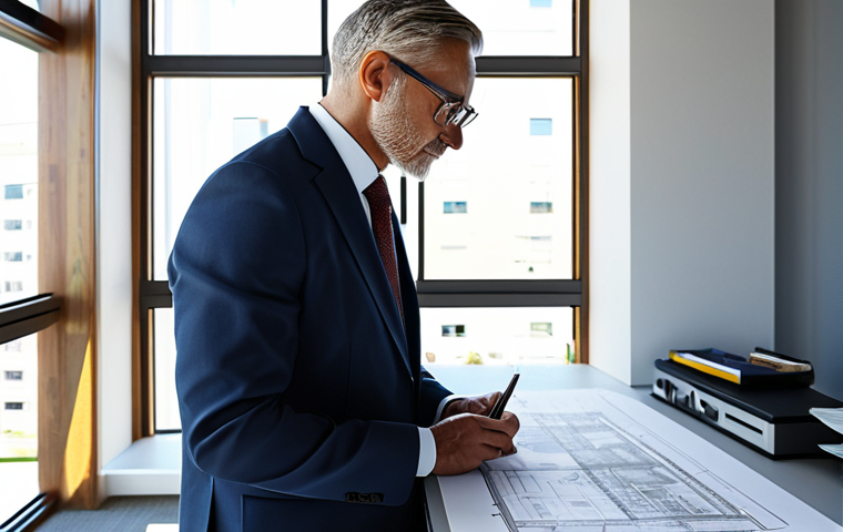 **
"A skilled architect, fully clothed in professional attire, thoughtfully reviews blueprints in a sunlit, modern office. Safe for work, appropriate content, perfect anatomy, correct proportions, well-formed hands, natural pose, high-resolution rendering, family-friendly."
**